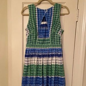 Danny and Nicole Striped Lace Dress with Keyhole